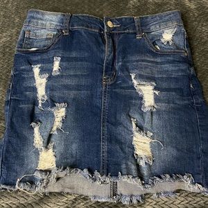 Ripped Jean Skirt